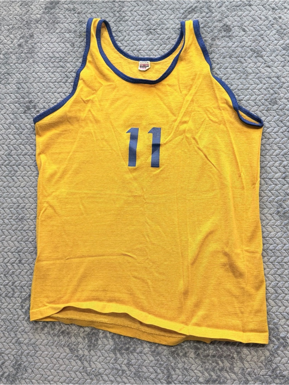 Mason Athletic Wear 60’s 70’s Yellow & Blue Tank Top Basketball Jersey Sza 46-48